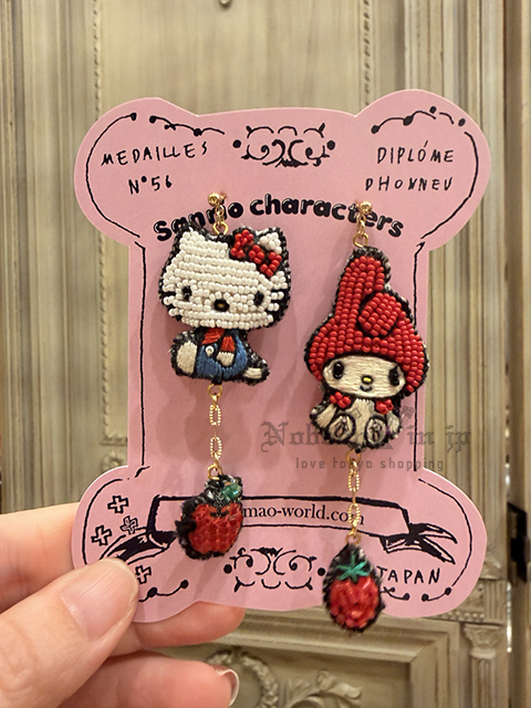 Tamao純手工刺繡羊皮kitty聯名耳環 現貨