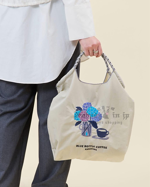 BLUE BOTTLE藍瓶 x Ball & Chain聯名鎌倉店限定紫陽花刺繡購物袋