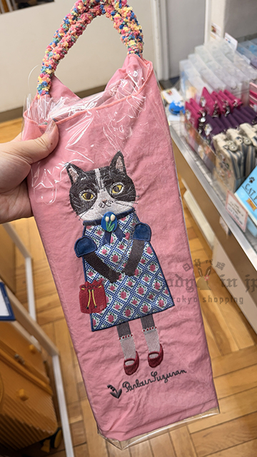 Kusuguru洋裝貓咪刺繡彩色把手購物袋 特價