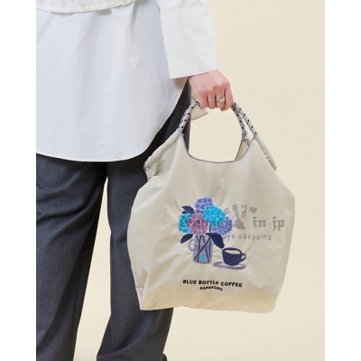 BLUE BOTTLE藍瓶 x Ball & Chain聯名鎌倉店限定紫陽花刺繡購物袋