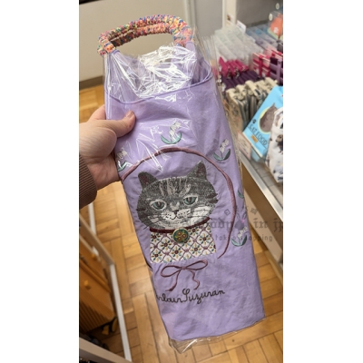 Kusuguru洋裝貓咪刺繡彩色把手購物袋 特價