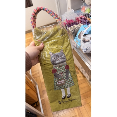 Kusuguru洋裝貓咪刺繡彩色把手購物袋 特價